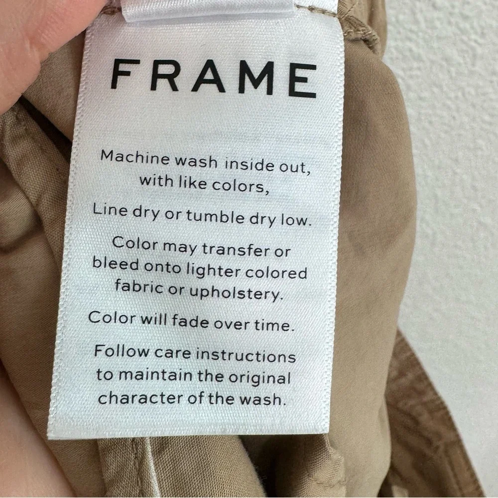 FRAME‎ Tie Up Rolled Shorts Khaki Tan Pleated Cuffed Chino Preppy Womens 4